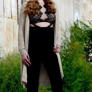 Eyelash Lace Jumpsuit w Front Cutout